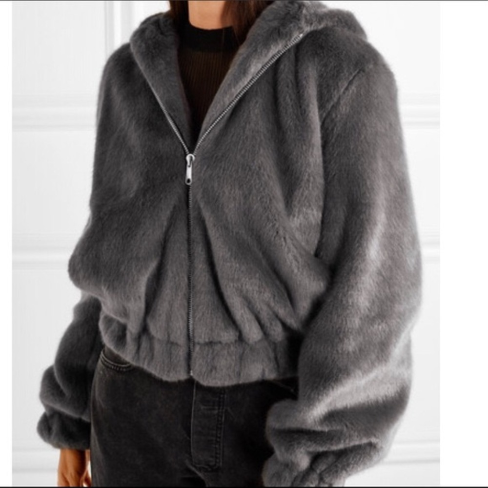Helmut Lang Faux Fur Bomber Jacket Size Large - Picture 2 of 6